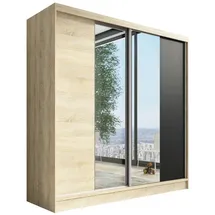 A&J MöbelLand Schiebetürenschrank DUO 200 x 215 x 59,5 cm Weiß/Schwarz