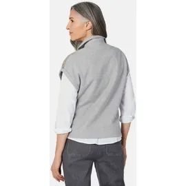 GOLDNER Kurzgröße: Baumwollsweater mit Metallic-Muster", in graumelange gemustert), | Gr.: 23,