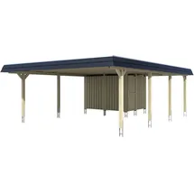 SKANHOLZ Carport Wendland 6,30 x 8,79 m weiß mit Abstellraum