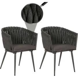 Mendler HWC-N38 Aluminium-Gartenstuhl 61 x 61 x 82 cm anthrazit 2 St.