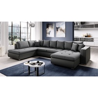 Furnix Wohnlandschaft FIORENZO XXL Sofa mit Schlaffunktion Sofakissen Couch U-Form 4 Farben, komfortabel, strapazierfähig, pflegeleicht & funktional grau