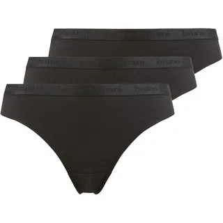 bruno banani Damen Strings Sensitive Comfort - Bequeme Unterwäsche mit elegantem Branding am Bund, sportliches Design, ideal für jeden Tag, passt Sich dem Körper an, Größe XS-XL (3 Stück) schwarz, XL - XL