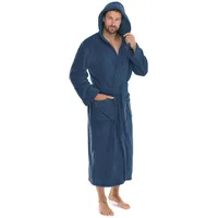 CELINATEX Florida Bademantel Damen S blau Morgenmantel Herren Coral Fleece Saunamantel Microfaser Kapuze Unisex - S