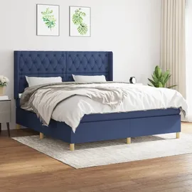 vidaXL Boxspringbett mit Matratze Blau 160x200 cm Stoff