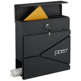 Relaxdays Briefkasten schwarz inkl. Zeitungsfach