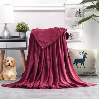 GAIFNAG Classic Gewichtsdecke, Kuscheldecke 100 x 150 cm Verschiedenen Größen Und Farben Erhältlich Warm Sherpa Sofaüberwurf Decke für Bett Sofa Schlafzimmer Büro Home, Weinrot