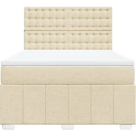 vidaXL Boxspringbett mit Matratze Creme 160x200 cm Stoff