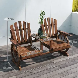 Outsunny Gartenbank 154 x 65 x 102 cm Verkohlt