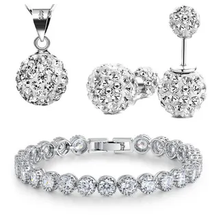 Kim Johanson Schmuckset Evelyn (Set, 3-tlg), mit Zirkonia, aus 925 Silber und Metall silberfarben