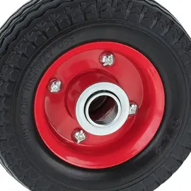 Relaxdays Roller, Rad im 2er Set, Vollgummi, Stahlfelge, Ersatzrad, pannensicher, 50 kg, schwarz/rot