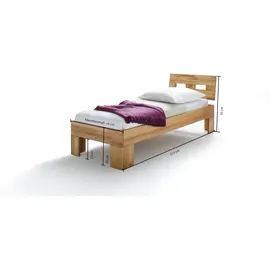 Home Affaire Massivholzbett HOME AFFAIRE "Modesty I Bett mit robustem Fußgestell in Winkelform", beige (naturfarben), B:96cm L:215cm, Betten, Massivholzbett, aus massiver Kernbuche, FSC-zertifiziert, viele Breiten zur Auswahl