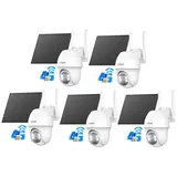 ieGeek Überwachungskamera 5 Stück 4G LTE Überwachungskamera Aussen mit SIM Karte (Aussen, Außenbereich, Wald, Farm, Campingbus, Straße, 3MP Solar PTZ IP Kamera Outdoor mit 100% kabellos Solar Kamera, 2K Farb/IR Nachtsicht 360° PTZ PIR Erkennung 2-Wege-Audio Wasserdicht, Ohne WLAN 4x Digitalzoom Teilen Sie die Ansicht Mehrere Alarme) weiß