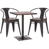 Mendler Set Bistrotisch 2x Esszimmerstuhl HWC-H10d, Stuhl Tisch Küchenstuhl Gastronomie MVG ~ schwarz-braun, Tisch dunkelbraun