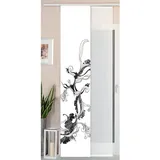 Gardinenbox 2er Set Schiebegardine Flächenvorhang Wildseide Optik und Voile Paneel, 245x45, Flower Tattoo, 80400