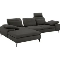 Ecksofa W.SCHILLIG "valentinoo, Designsofa, bequem, elegant und zeitlos, L-Form", grün (hunter r66), B:299cm H:83cm T:178cm, Chenille-Flachgewebe R66 (85% Polyester, 15% Nylon), Sofas, inklusive Hocker, mit Sitztiefenverstellung, Breite 299 cm