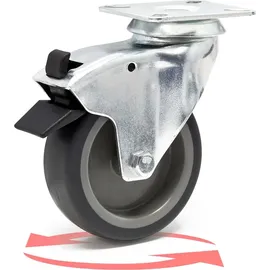 Wiltec Lenkrolle 75mm mit Kunststoffrad, Bremse und Anbauplatte Transportrolle bis 75kg leiser Lauf Möbelrolle Laufrolle Möbel-Lenkrolle