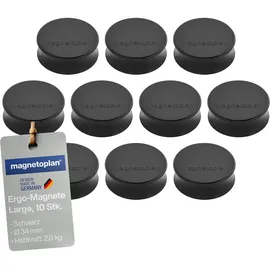 Magnetoplan Ergo-Magnete, large, schwarz, Pack a 10 Stück