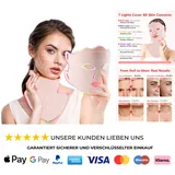 LED Gesichtsmaske Lichttherapie, 7 Farben für Gesicht und Hals mit Rotlichtlampe