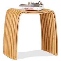Relaxdays 2 x Garderoben Hocker aus Bambus, eleganter Holzhocker