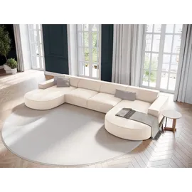 micadoni Ecksofa Jodie, Panorama 6-Sitzer runde Recamiere beige