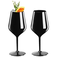 DoimoFlair Weingläser aus Kunststoff bruchsicher Weinbecher Sektgläser Plastik Schwarz