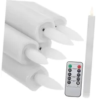 Holibanna Led Flammenlose Stabkerzen Satz Mit Fernbedienung Batteriebetriebene Elektronische Kerzenlichter Weißes Warmes Licht Dekorativ Für Hochzeiten Feierlichkeiten Und Heimdeko