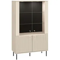 Feldmann-Wohnen Stauraumvitrine, Beige, Holz, 3 Fächer, Rechteckig, 92x151x40 cm,