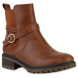 Damen Biker Boots in Hellbraun