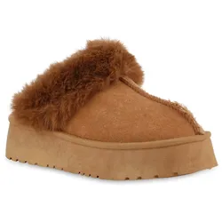 Damen Pantoffeln in Hellbraun