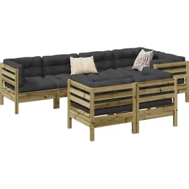 vidaXL Garten-Sofagarnitur 7-tlg. Kiefernholz imprägniert braun