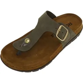 ROHDE Damen Zehentrenner Pantolette Leder Rodigo-D 5860, Größe:38 EU, Farbe:Grün