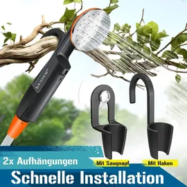 Kesser KESSER® Campingdusche mit Akku Tauchpumpe Handbrause 2x 2200mAh-Lithium-Akku, USB-Ladekabel für Camping Garten - Outdoor Hundedusche ,...