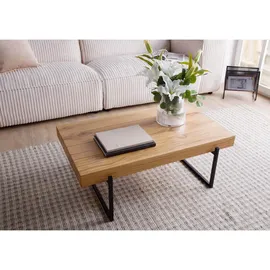 MASSIVMOEBEL24.DE Couchtisch Eiche Schwarz 120 x 60 x 35 cm