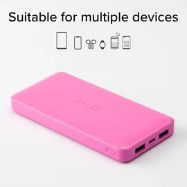 SBS Powerbank fast charge mit 10.000 mAh und 2 USB Rosa