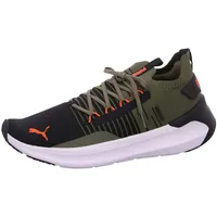 Puma Softride Symmetry Fuzion Road Running Shoe, Olive Black-Flame Flicker, 42.5