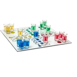 Relaxdays Drinking Ludo Spiel Grün,Rot,Transparent