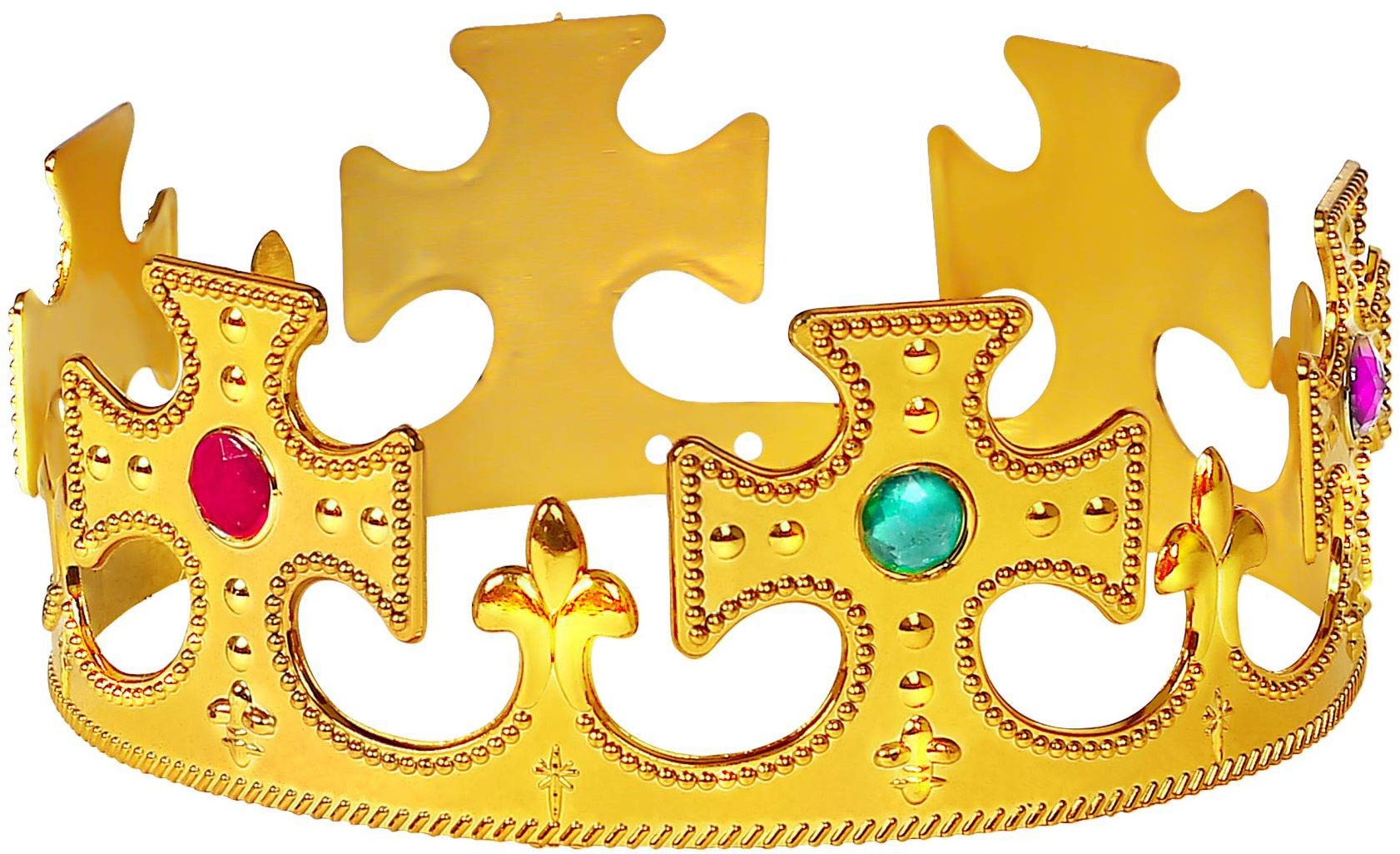 Widmann 45501 - Königskrone mit Schmucksteinen, mit Druckknopfverschluss, Adel, König, Kostüm, Accessoire, Karneval, Mottoparty