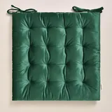 ROOM99 Nova Stuhlkisse 40 x 40 cm Sitzkisse Sitzpolster mit bändern Zierkissen Stuhl Boden Bodenkissen Kissen Outdoor Indoor Wohnzimmer Velvet Samt Dunkelgrün,1 Stück