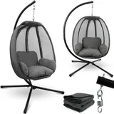 deluxe4homeâ® deluxe4home® Hängesessel mit Gestell I Indoor & Outdoor inkl. Kuscheldecke Anthrazit