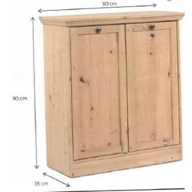 Livetastic Kommode Eiche Artisan Metall, 2 Fächer, 80x90x35 cm Garderobe, Garderoben Kommoden