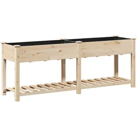 vidaXL Pflanzkasten mit Regal Beige 203 x 53 x 76,5 cm Massivholz Tanne