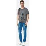 RUSTY NEAL T-Shirt RUSTY NEAL, Herren, Gr. XL, grau (anthrazit), 100% Baumwolle, bedruckt, normal, V-Ausschnitt, Shirts T-Shirt, mit V-Neck