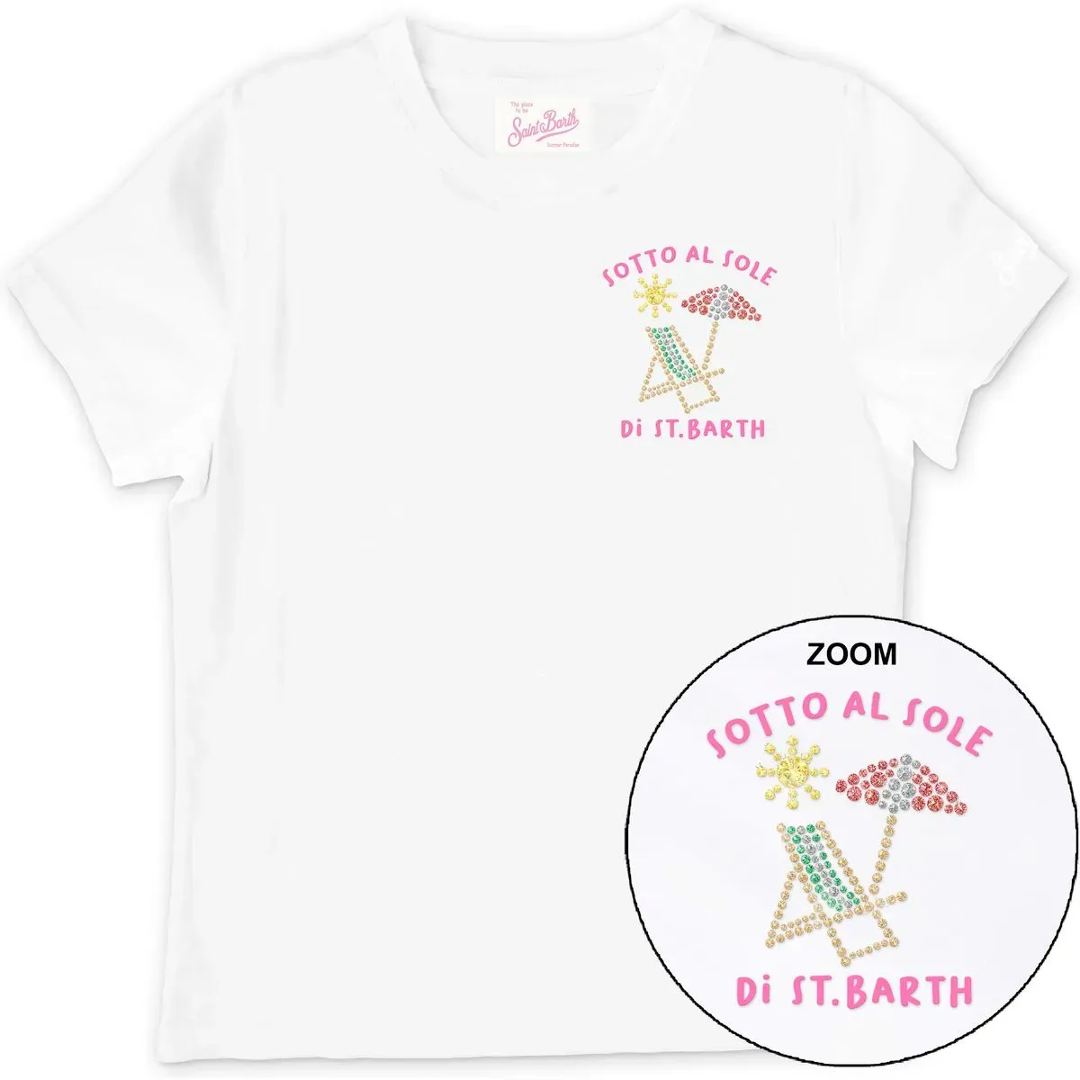 MC2 Saint Barth Elly Girl Cotton Tshirt sotto il sole 01n strass emb (03739L) 12 yrs