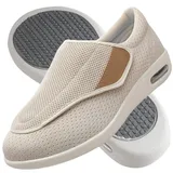 AZMAHT Diabetiker Hausschuhe Extra Breite Diabetiker Schuhe Arthritis Ödem geschwollene Füße Schuhe Pantoffeln Verstellbar rutschfeste Open Toe Slipper Herren Diabetiker Hausschuhe,Beige,47EU - 47 EU