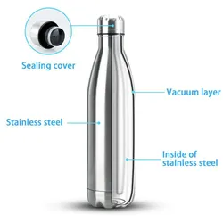 Intirilife Trinkflasche aus Edelstahl in SILBER - 1 Liter Füllmenge - Thermoskanne Isolierflasche Auslaufsicher Thermosflasche für Wasser Tee Kaffee