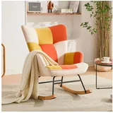 HomeMiYN Schaukelstuhl Schaukelstuhl Patchwork Sessel Schwingsessel Relaxstuhl Wohnzimmer, Relaxfunktion, das Baby zum Schlafen bringen orange