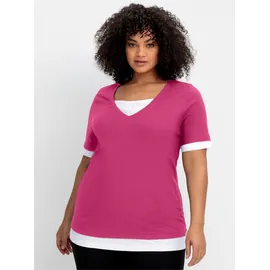 sheego 2-in-1-Shirt in fuchsia-weiß | Gr.: 52/54