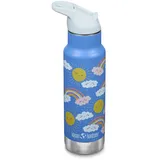 Klean Kanteen Isolierte Kinderflasche, 355ml, Flip Sport Cap mit Trinkhalm, hellblau/Regenbogen, Rainbows Blue