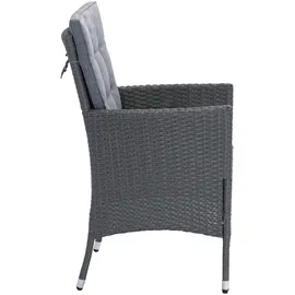 Konifera Garten-Essgruppe KONIFERA "Korfu", grau (dunkelgrau,), Polyrattan, Stahl, Sitzmöbel-Sets, Tischplatte aus Sicherheitsglas, Staufläche unter dem Tisch