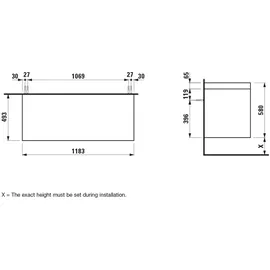 Laufen LANI Waschtischplatte wildeiche inklusive Unterschrank, ohne Ausschnitt, 1185x495x580mm, H4065701122611,